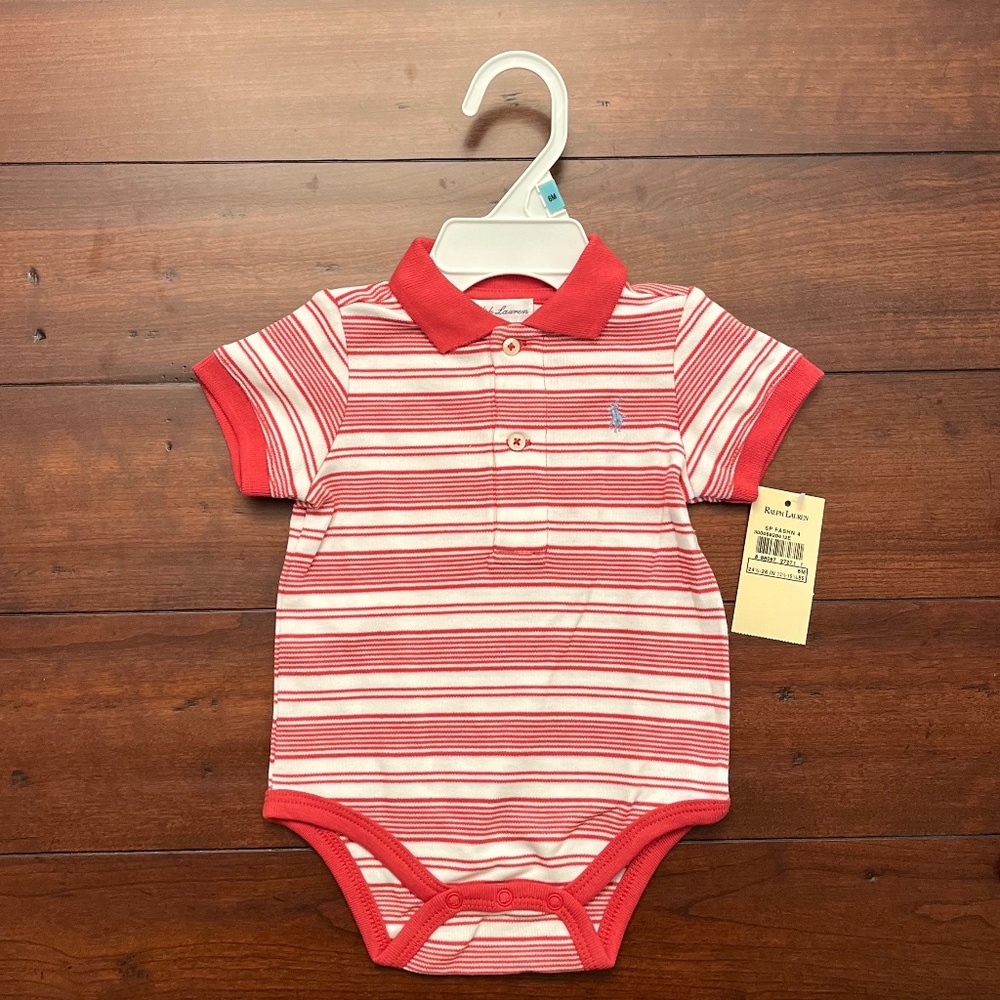 Infant Ralph Lauren Cotton Polo Bodysuit